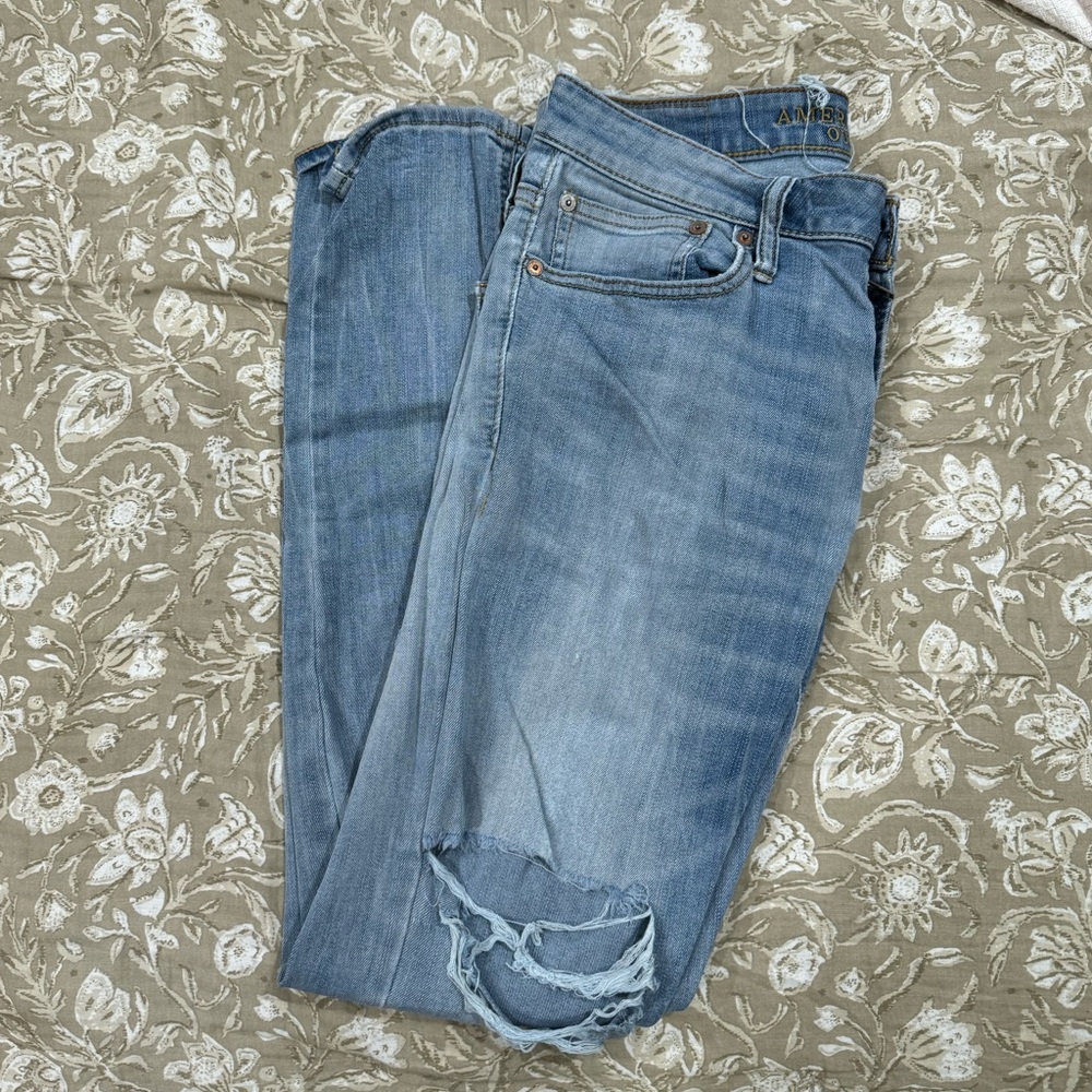 distressed blue jean